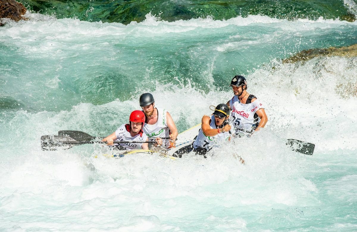 White-water rafting through jungle rapids